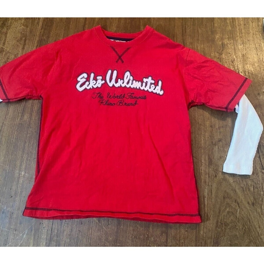 ECKO UNLTD Red Layered Long Sleeve T-SHIRT YOUTH BOYS SIZE M